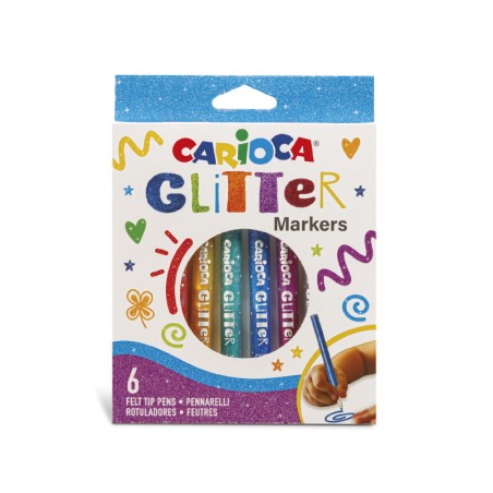 1 - CARIOCA PENNARELLI GLITTER MARKERS 6Pz. ASS. 42190