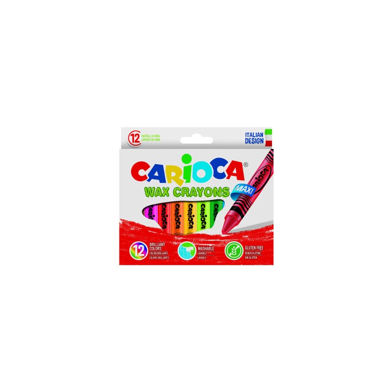 Carioca Maxi Wax pastelli a cera jumbo 12 pezzi colori assortiti 42369 Carioca Maxi Wax pastelli a cera jumbo 12 pezzi colori assortiti 42369