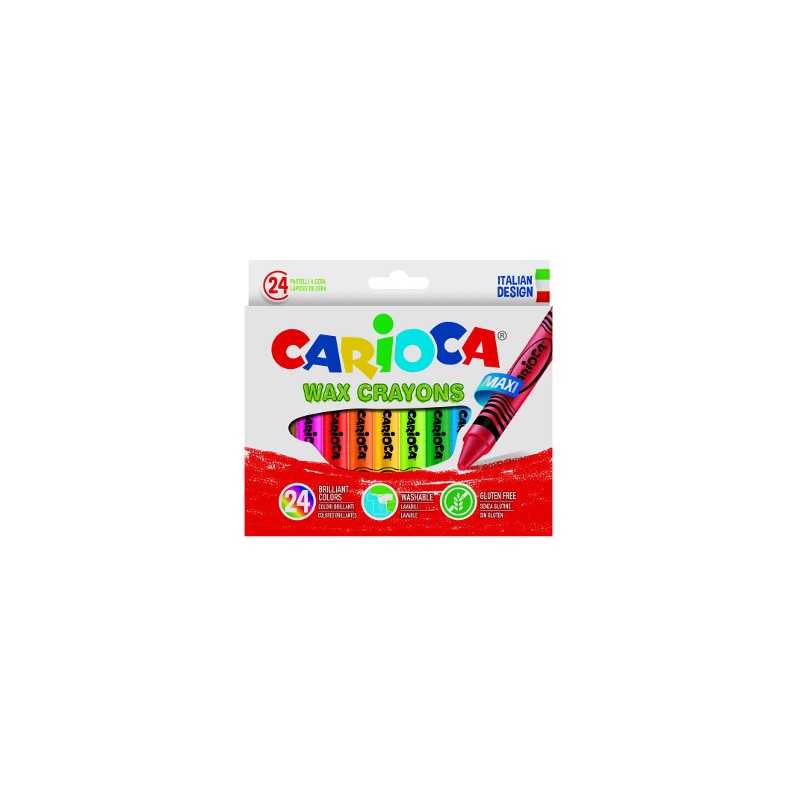 Carioca Maxi Wax pastelli a cera jumbo 24 pezzi colori assortiti 42390