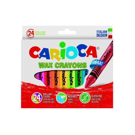 Carioca Maxi Wax pastelli a cera jumbo 24 pezzi colori assortiti 42390