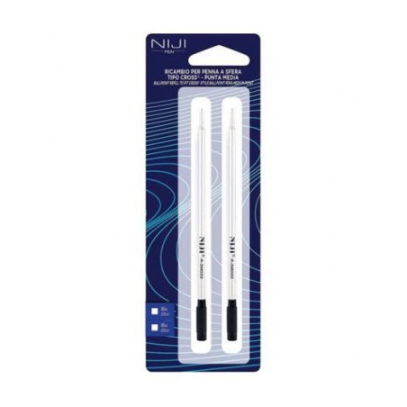 Refill per penna a sfera tipo Cross Niji, punta media, inchiostro blu, confezione da 2 pezzi - 61909