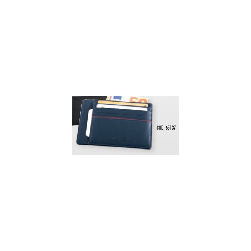 Porta carte Niji Tempora in pelle, colore blu - 65137