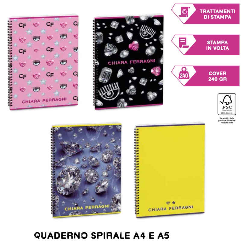 CHIARA FERRAGNI 2023 QUADERNO SPIRALE 5M -4pz PIGNA 0232677 CHIARA FERRAGNI 2023 QUADERNO SPIRALE 5M -4pz PIGNA 0232677