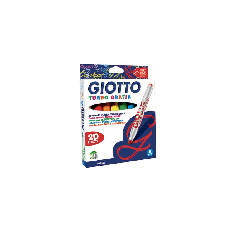 FILA Giotto Turbo Grafik Pennarello a Spirito con Effetto 2D Punta Asimmetrica 8 Colori 4247 FILA Giotto Turbo Grafik Pennarello a Spirito con Effetto 2D Punta Asimmetrica 8 Colori 4247