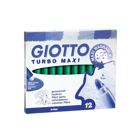 1 - FILA Giotto Turbo Maxi Pennarelli a Spirito Inchiostro Lavabile Verde Cinabro 12 Pezzi 456020