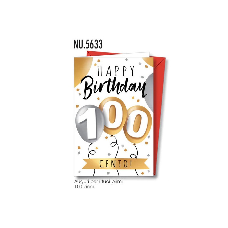 BIGLIETTI COMPLEANNO 100 ANNI -6pz CROMO NU5633 BIGLIETTI COMPLEANNO 100 ANNI -6pz CROMO NU5633