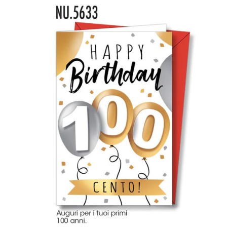 1 - BIGLIETTI COMPLEANNO 100 ANNI -6pz CROMO NU.5633