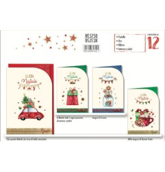 1 - Biglietti Natale sagomati Macchinina -12pz NT5750
