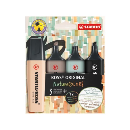 1 - 4 pz Evidenziatore Stabilo Boss Original Nature Colors assortiti 70/4-2-5