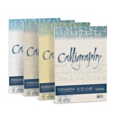 1 - FAVINI  50 pz Fogli pergamena A4 colore nocciola Calligraphy 90 GR A69N204