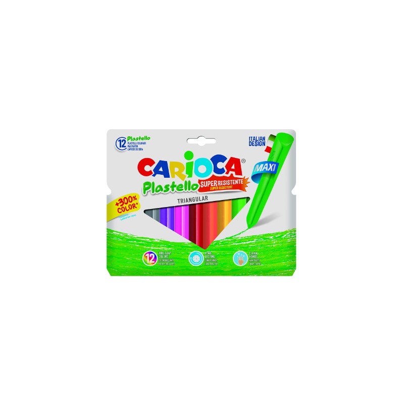 Carioca Plastello pastelli a cera resistenti triangolari maxi 12 pezzi 42671
