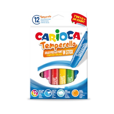 1 - CARIOCA Colori a Tempera SOLIDA Temperello 12 Colori 10 gr 42738