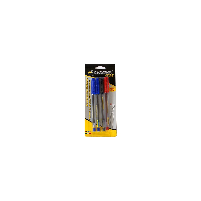 Carioca Corvina Arrow biro penne a sfera blister 4 pezzi 42731