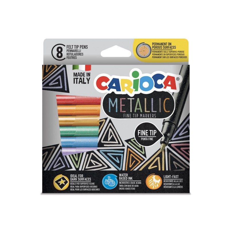Carioca Metallic pennarelli metallizzati punta fine 8 pezzi colori assortiti 43162