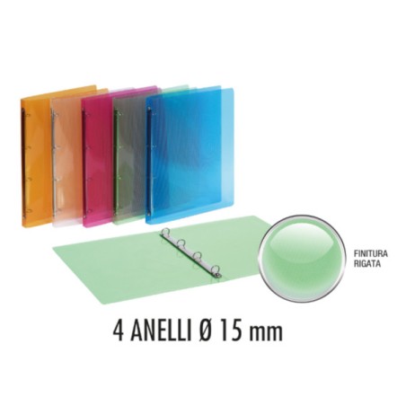 1 - FAVORIT Raccoglitore LUMINA in PPL 4 Anelli d.15mm 22x30cm - Colori Assortiti 066844
