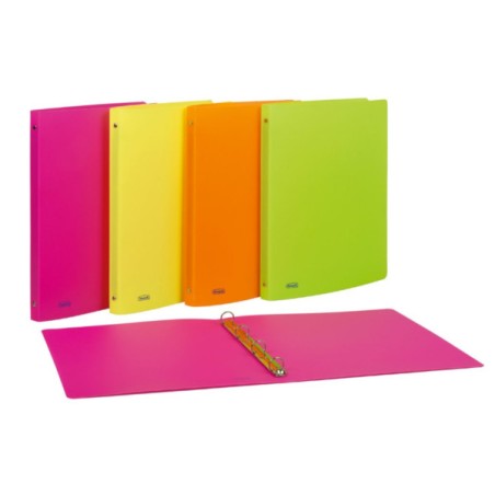 1 - FAVORIT Raccoglitore NEON in PPL 4 Anelli d.15mm 22x30cm - Colori Fluo Assortiti 066847