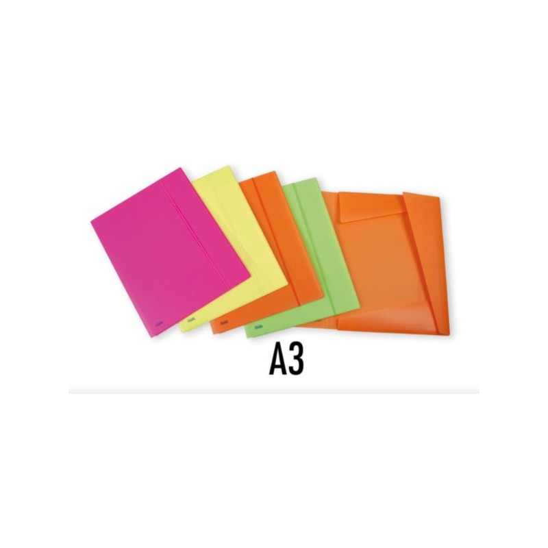 Favorit Neon cartellina 3 lembi con elastico A3 in polipropilene colori assortiti 400090480