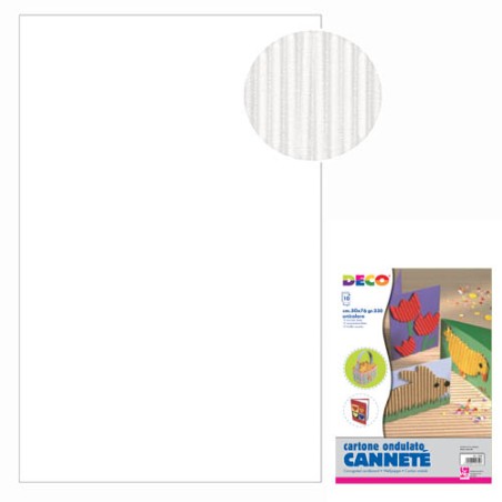 1 - Cartoncino Colore Bianco Ondulato Cannete' CWR - 50x70 Cm 10 pz 2206/6