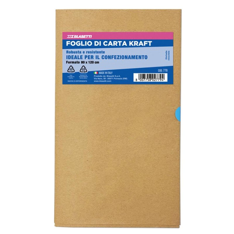 Blasetti foglio di carta da imballo kraft avana 80 g 80x120 cm 0779