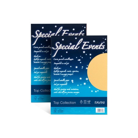 1 - FAVINI  10 fogli Carta special event metalizzata colore azzurro A4 250 grA69T174