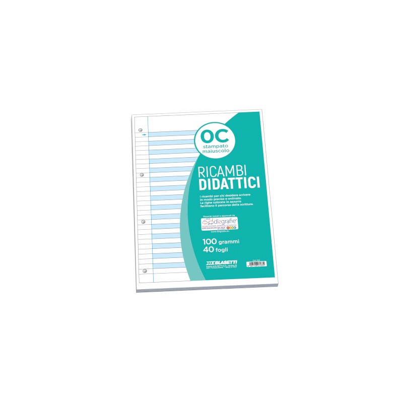 Blasetti One Color Linea Blu ricambi A4 100 g 40 fogli rigatura C per la scrittura guidata 7433