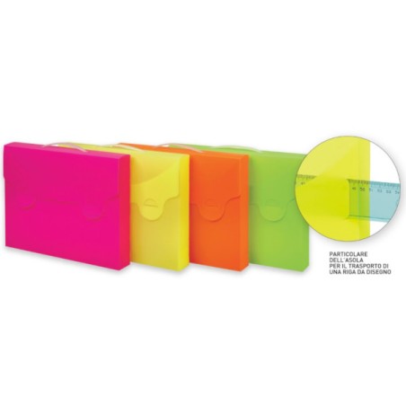 1 - FAVORIT Valigetta Portadocumenti Fluo in Plastica Colori Assortiti 38X29  102066