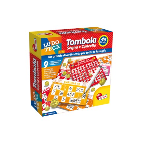 1 - LISCIANI - LUDOTECA TOMBOLA SEGNA E CANCELLA 48 CARTELLE 56996 Gioco interattivo per bambini e famiglia +6A
