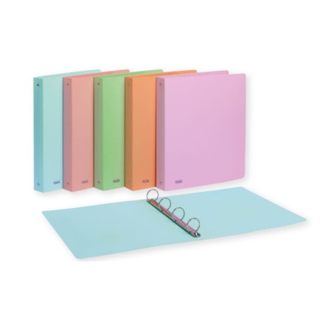 1 - FAVORIT Raccoglitore PASTEL in PPL 4 Anelli d.30mm 22x30 cm - Colori Assortiti 115585