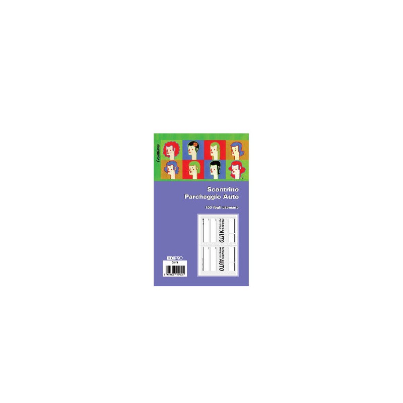 EDIPRO Blocco scontrino parcheggio/posteggio auto 100 fogli uso mano E5578 EDIPRO Blocco scontrino parcheggio/posteggio auto 100 fogli uso mano E5578