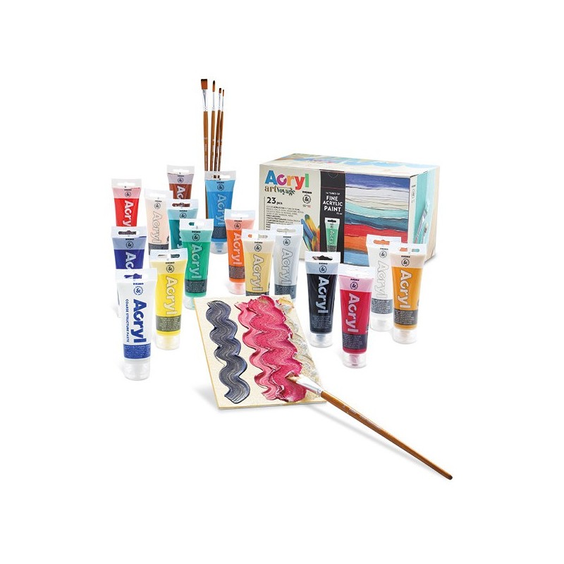MOROCOLOR PRIMO Set Tempera Acrilica 15 Colori 75 mL 5 Pennelli Piatto MOROCOLOR PRIMO Set Tempera Acrilica 15 Colori 75 mL 5 Pennelli Piatto