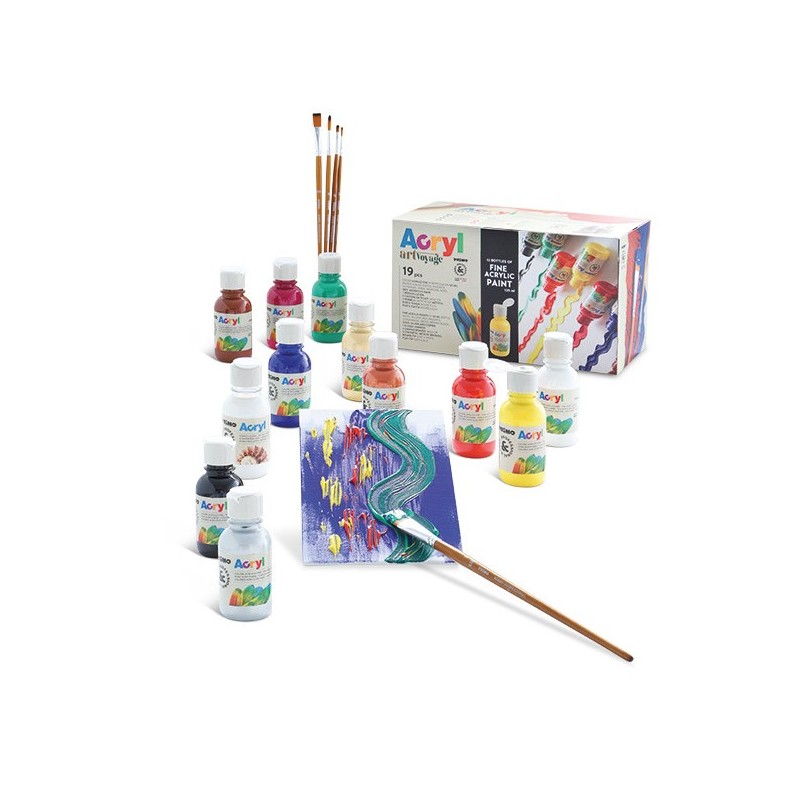 MOROCOLOR PRIMO Set Tempera Acrilica 11 Colori 125 mL 5 Pennelli Piatto MOROCOLOR PRIMO Set Tempera Acrilica 11 Colori 125 mL 5 Pennelli Piatto