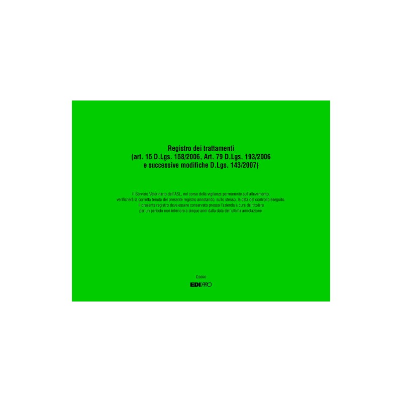 EDIPRO Registro dei trattamenti terapeutici (Copertina Verde) E2890