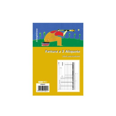 Blocco fattura 3 aliquote 33x3 autoricalcante 15x23 (33 moduli in 3 copie) Edipro - E5290CT