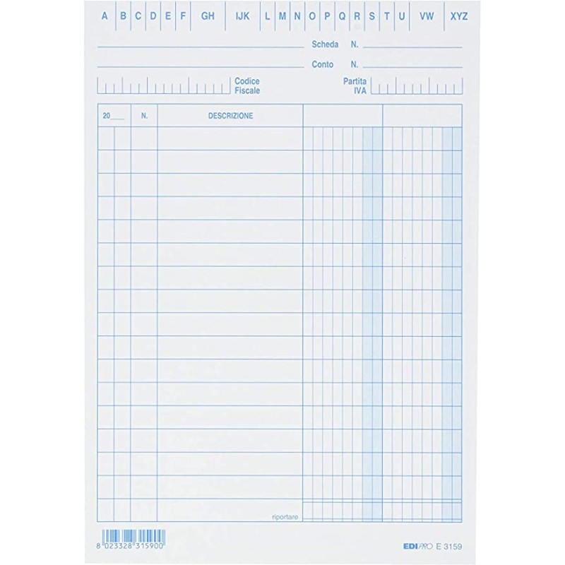 Schede a 2 colonne blu, 100 pezzi 17x12 Edipro - E3159
