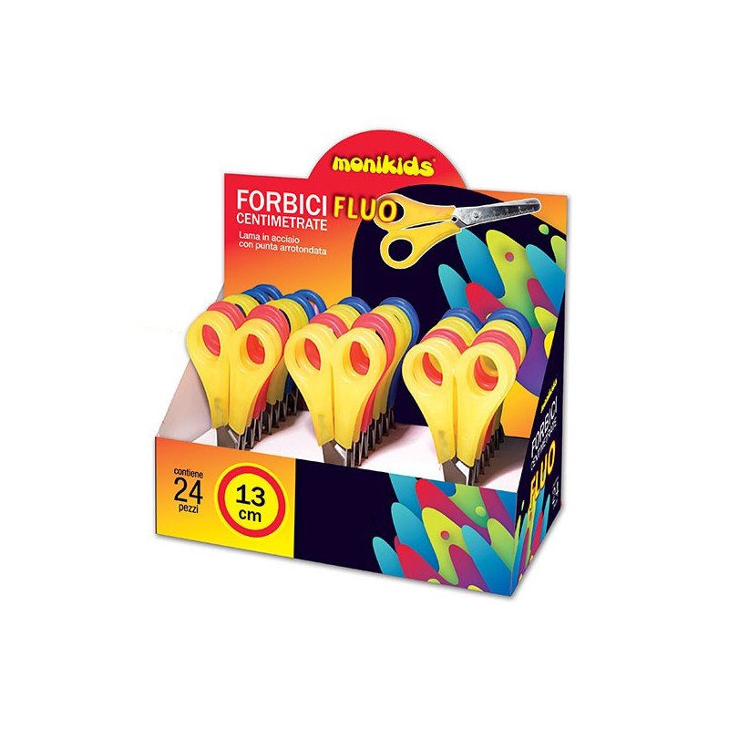 Monikids Forbici Collage Fluo Centimetrate 24pz 14/007 in espositore Monikids Forbici Collage Fluo Centimetrate 24pz 14/007 in espositore