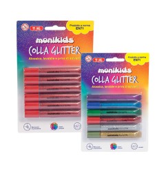 1 - 6 PEZZI BLISTER COLLA GLITTER GLUE 11ml. ARGENTO 22/052