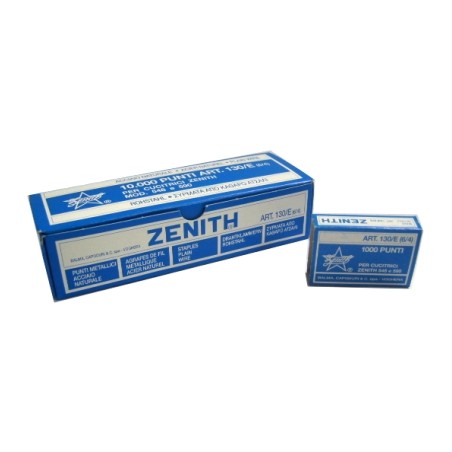 1 - Punti cucitrice Zenith in acciaio 130/E 6/4 cf.10scatole da 1000punti