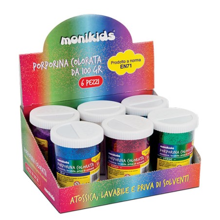 1 - MONIKIDS Conf.6 pz Barattoli Porporina gr.100 22/060 - Oro