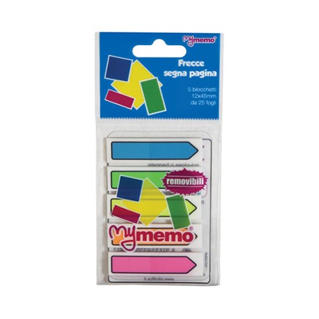 1 - Segnapagina adesivo plastificato freccia bordato 5 colori neon 12x45 30/073-MY
