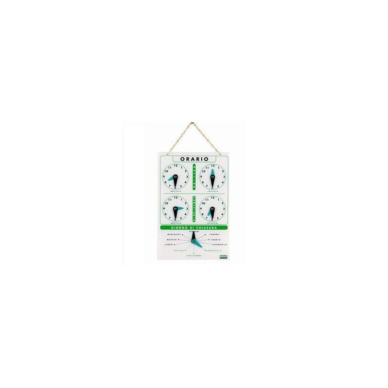 Cartello orario Lebez in acrilico 13x20 cm con catenina - 4506 Cartello orario Lebez in acrilico 13x20 cm con catenina - 4506