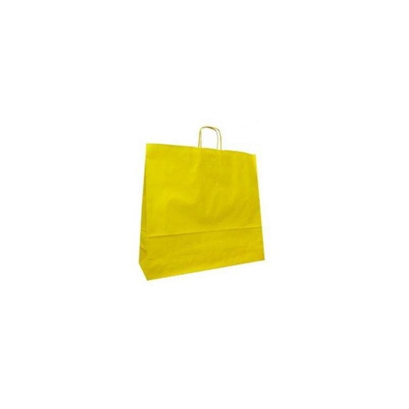 Carpad shopper in carta giallo 14+8,5x21,5 cm maniglia ritorta 50 pezzi ref.137