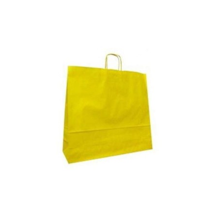 Carpad shopper in carta giallo 14+8,5x21,5 cm maniglia ritorta 50 pezzi ref.137