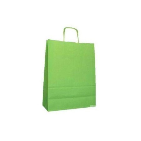 Carpad shopper in carta verde chiaro 14+8,5x21,5 cm maniglia ritorta 50 pezzi ref.139