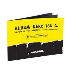 1 - MONIKIDS Album 10 Fogli Carta NERO cm 24X33 Disegno 41/064