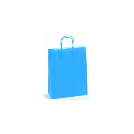 Carpad shopper in carta turchese 14+8,5x21,5 cm maniglia ritorta 50 pezzi ref.187