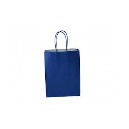 Carpad shopper in carta blu elettrico 14+8,5x21,5 cm maniglia ritorta 50 pezzi ref.188