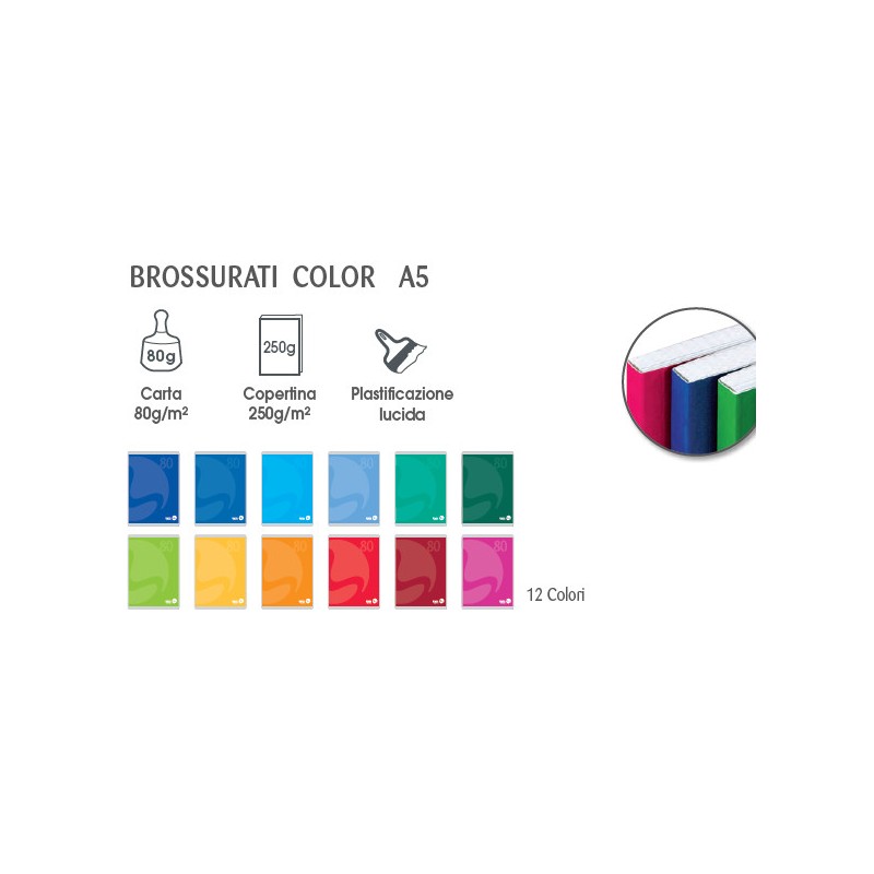BE MORE BM Color quaderno brossurato A5 C 96 fogli, confezione da 5 BE MORE BM Color quaderno brossurato A5 C 96 fogli, confezione da 5