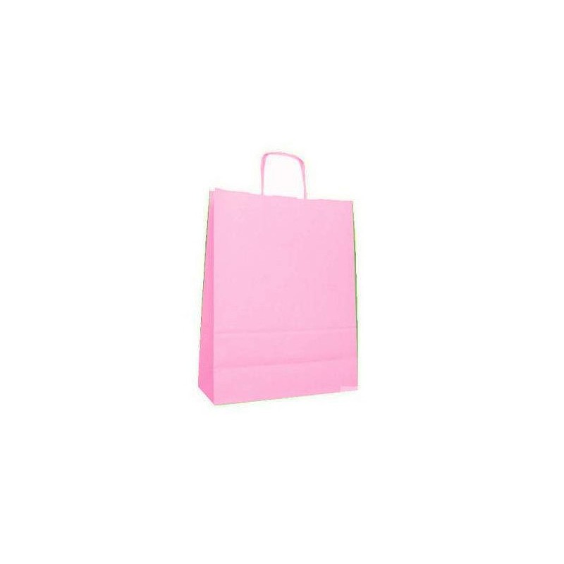 Carpad shopper in carta rosa 18+8x24 cm maniglia ritorta 50 pezzi ref.210