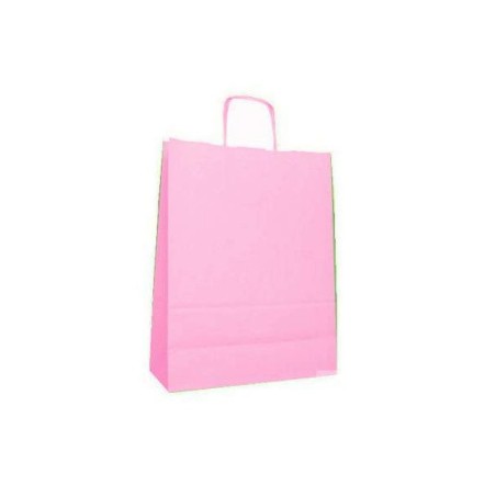 Carpad shopper in carta rosa 45+15x49 cm maniglia ritorta 50 pezzi ref.210
