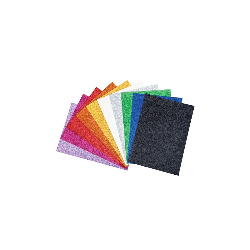 CARTA METALLIZZATA A4 GLITTER ADESIVA 10 COL.ASS.-10fg 23/137 CARTA METALLIZZATA A4 GLITTER ADESIVA 10 COL.ASS.-10fg 23/137